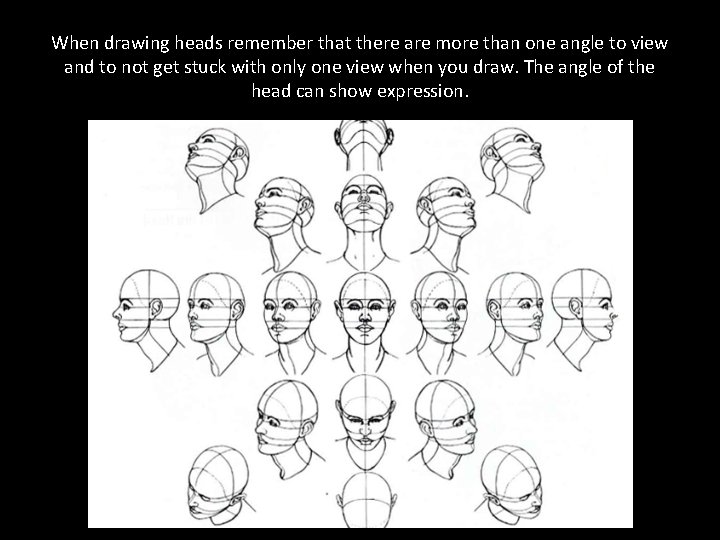 When drawing heads remember that there are more than one angle to view and