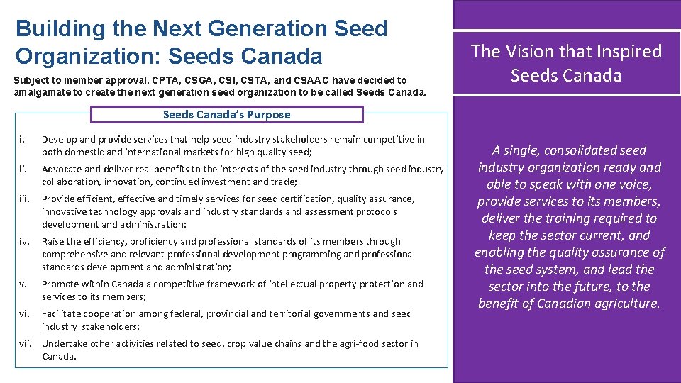 The Next Generation Seed Organization Seeds Canada Business