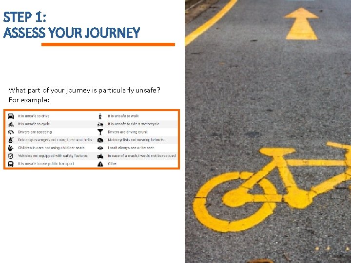 STEP 1: ASSESS YOUR JOURNEY What part of your journey is particularly unsafe? For