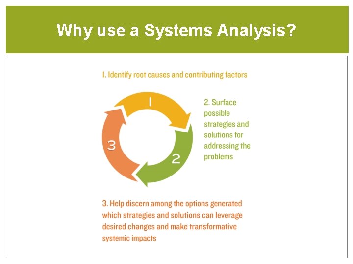 Why use a Systems Analysis? 
