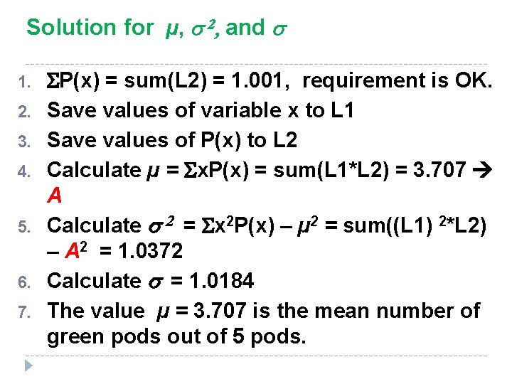 Solution for µ, 2, and 1. 2. 3. 4. 5. 6. 7. P(x) =