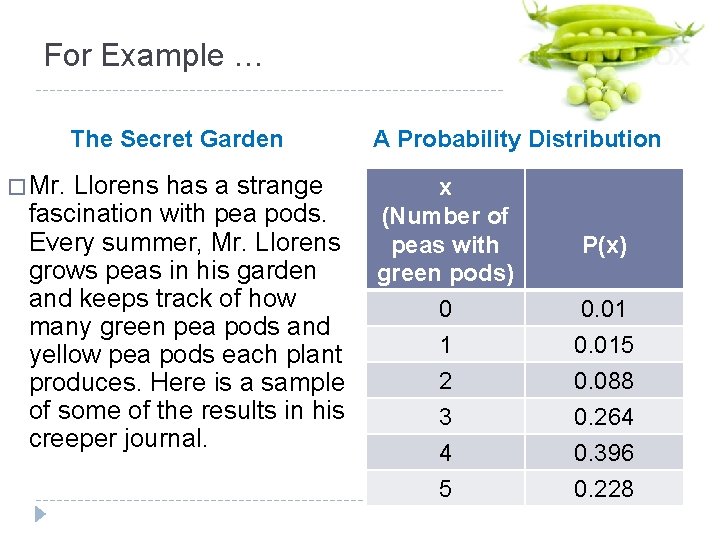 For Example … The Secret Garden � Mr. Llorens has a strange fascination with