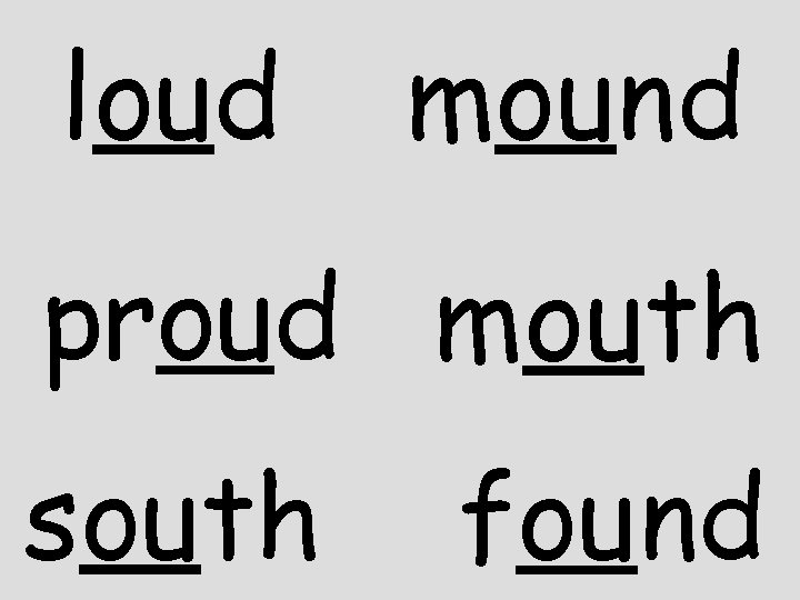 loud mound proud mouth south found 