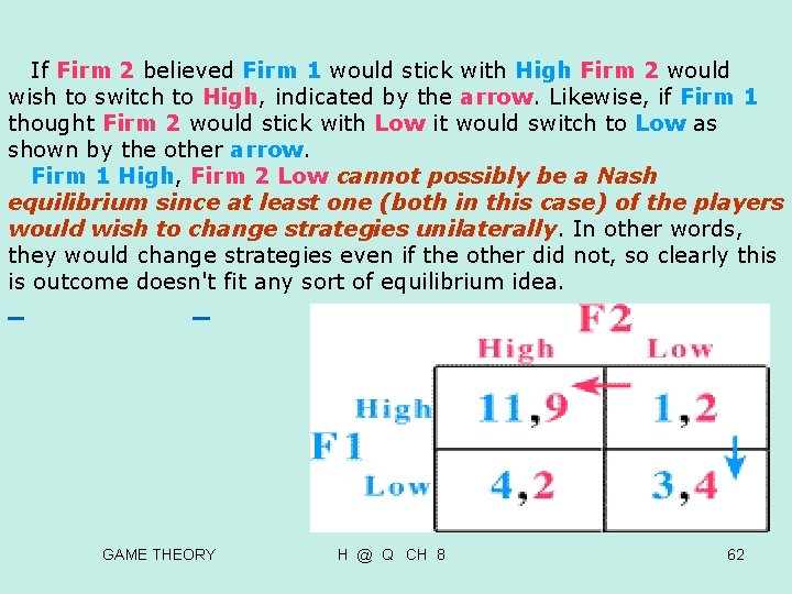 If Firm 2 believed Firm 1 would stick with High Firm 2 would If Firm 2 believed Firm 1 would stick with High Firm 2 would