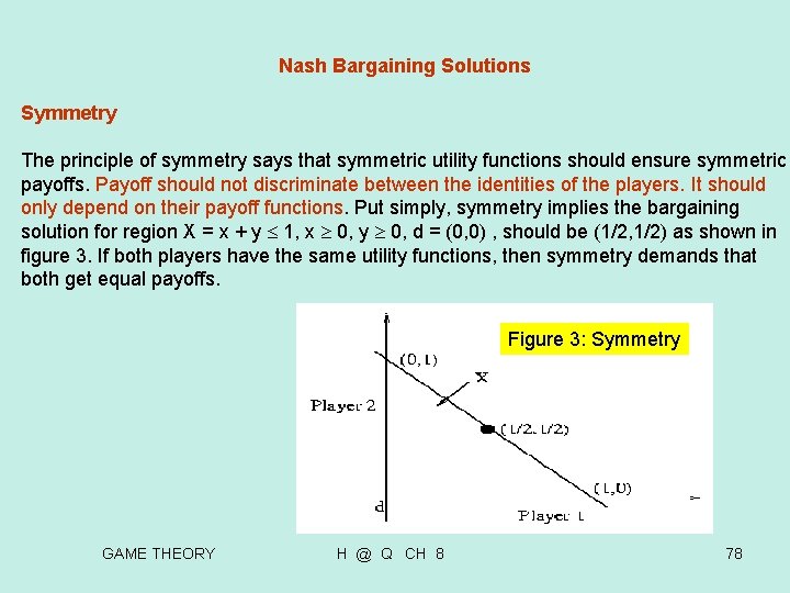 Nash Bargaining Solutions Symmetry The principle of symmetry says that symmetric utility functions Nash Bargaining Solutions Symmetry The principle of symmetry says that symmetric utility functions