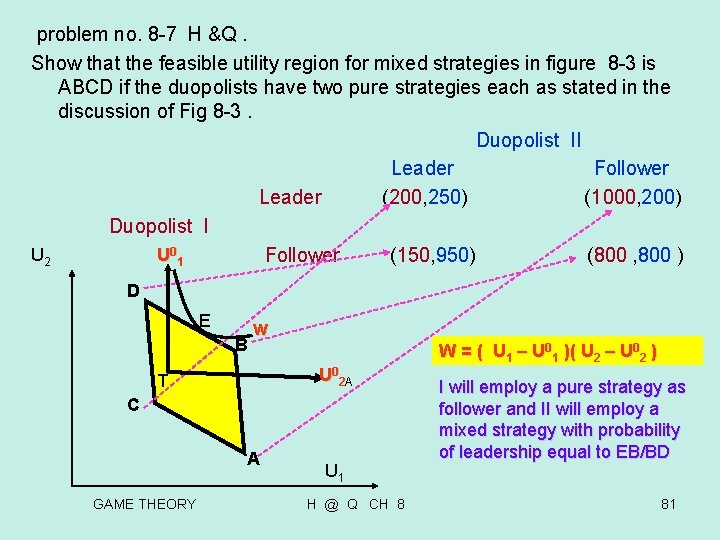 problem no. 8 -7 H &Q. Show that the feasible utility region for problem no. 8 -7 H &Q. Show that the feasible utility region for