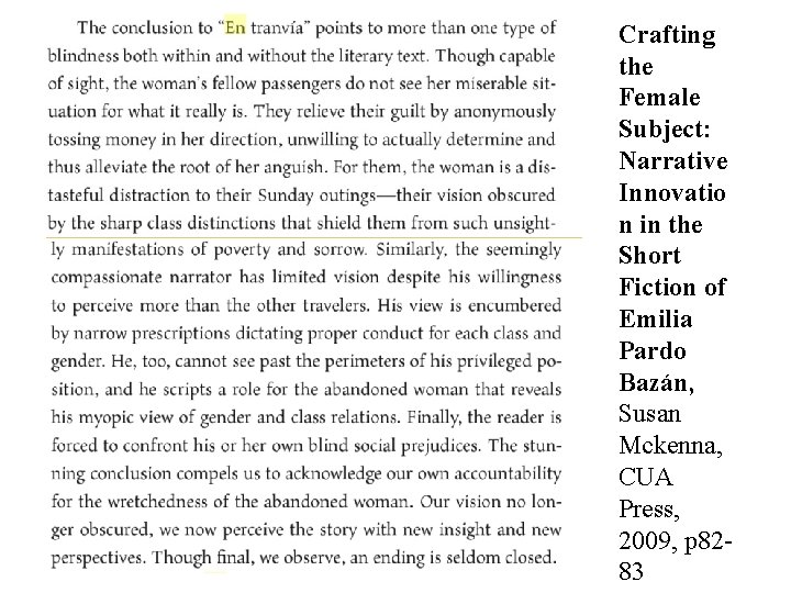 Crafting the Female Subject: Narrative Innovatio n in the Short Fiction of Emilia Pardo