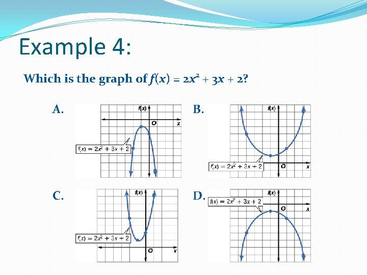 Example 4: Which is the graph of f(x) = 2 x 2 + 3