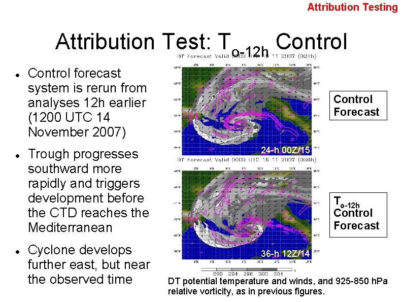 Attribution Testing Attribution Test: To-12 h Control forecast system is rerun from analyses 12