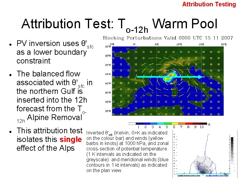 Attribution Testing Attribution Test: To-12 h Warm Pool PV inversion uses θ'sfc as a