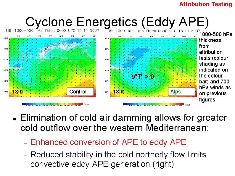 Attribution Testing Cyclone Energetics (Eddy APE) V'T' > 0 18 h Control 18 h