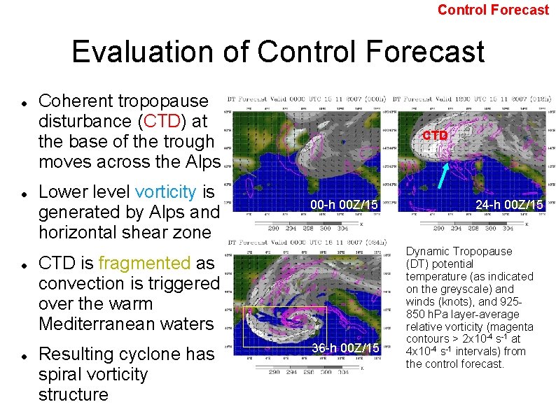 Control Forecast Evaluation of Control Forecast Coherent tropopause disturbance (CTD) at the base of