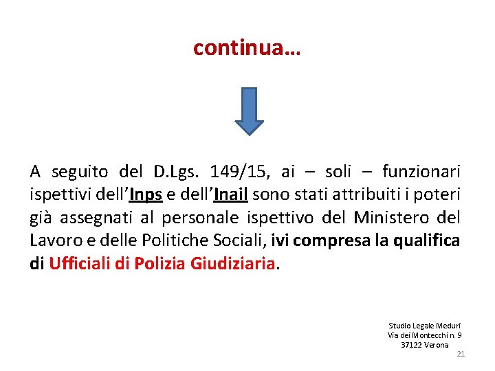 continua… A seguito del D. Lgs. 149/15, ai – soli – funzionari ispettivi dell’Inps