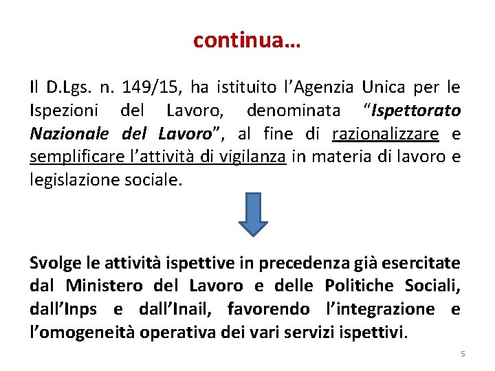 continua… Il D. Lgs. n. 149/15, ha istituito l’Agenzia Unica per le Ispezioni del