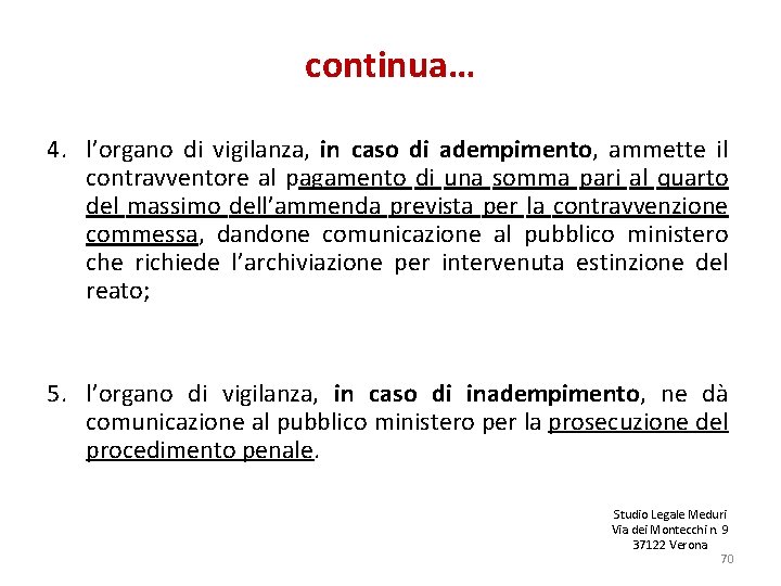 continua… 4. l’organo di vigilanza, in caso di adempimento, ammette il contravventore al pagamento