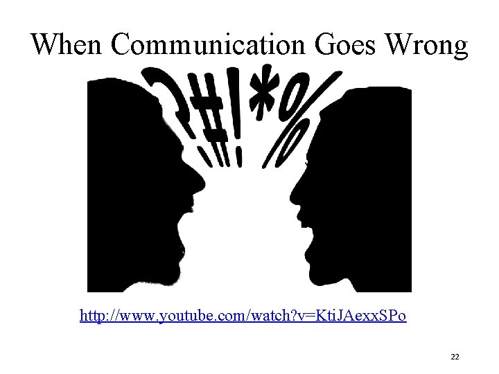 When Communication Goes Wrong http: //www. youtube. com/watch? v=Kti. JAexx. SPo 22 