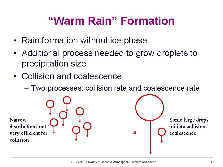 “Warm Rain” Formation • Rain formation without ice phase • Additional process needed to