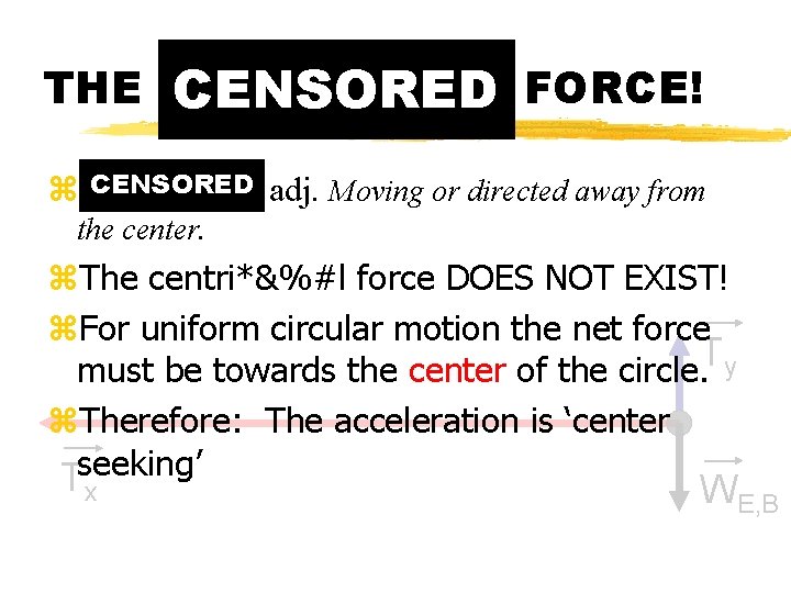 THE CENTRIFUGAL CENSORED FORCE! CENSORED adj. Moving or directed away from z. Centrifugal. the THE CENTRIFUGAL CENSORED FORCE! CENSORED adj. Moving or directed away from z. Centrifugal. the