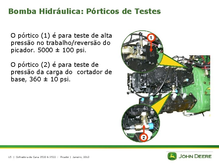 Bomba Hidráulica: Pórticos de Testes O pórtico (1) é para teste de alta pressão