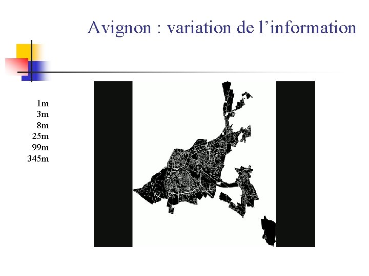 Avignon : variation de l’information 1 m 3 m 8 m 25 m 99