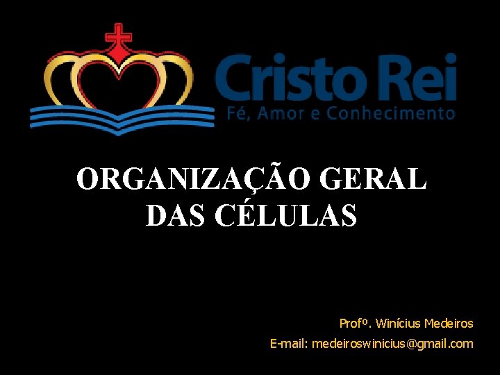 ORGANIZAÇÃO GERAL DAS CÉLULAS Profº. Winícius Medeiros E-mail: medeiroswinicius@gmail. com ORGANIZAÇÃO GERAL DAS CÉLULAS Profº. Winícius Medeiros E-mail: medeiroswinicius@gmail. com
