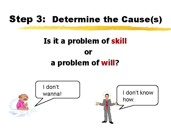 Step 3: Determine the Cause(s) Is it a problem of skill or a problem Step 3: Determine the Cause(s) Is it a problem of skill or a problem