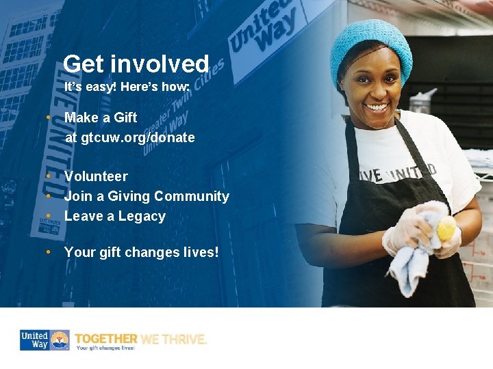 Get involved It’s easy! Here’s how: • Make a Gift at gtcuw. org/donate •
