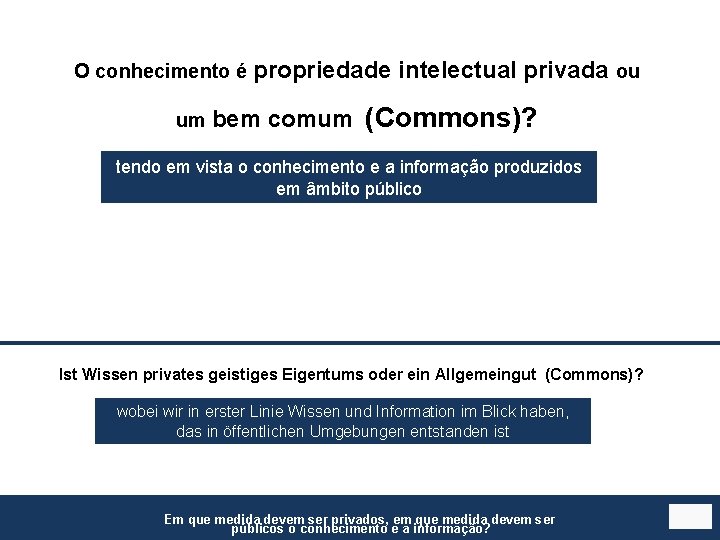 O conhecimento é propriedade um bem intelectual privada ou comum (Commons)? tendo em vista