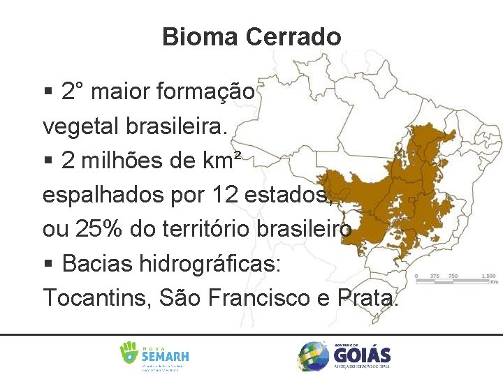 Bioma Cerrado 2° maior formação vegetal brasileira. 2 milhões de km² espalhados por 12