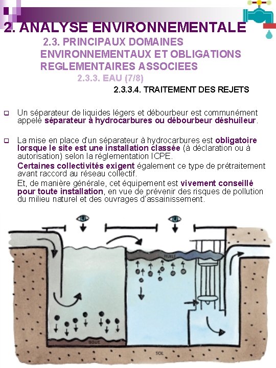 2. ANALYSE ENVIRONNEMENTALE 2. 3. PRINCIPAUX DOMAINES ENVIRONNEMENTAUX ET OBLIGATIONS REGLEMENTAIRES ASSOCIEES 2. 3.