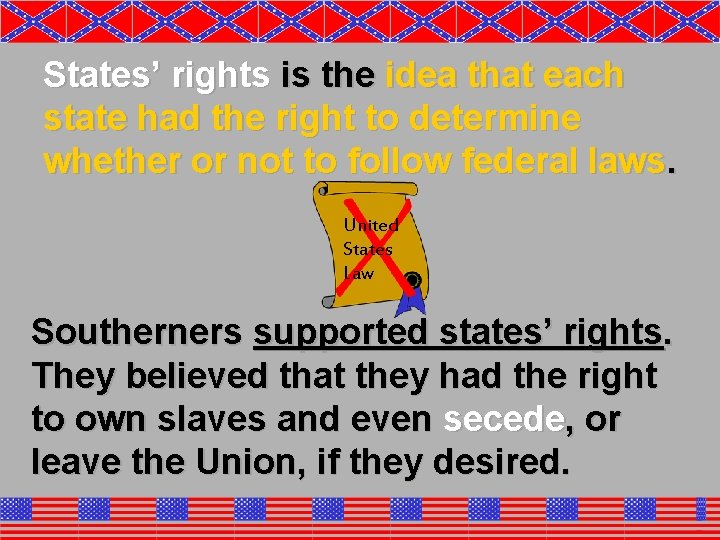 States’ rights is the idea that each state had the right to determine whether