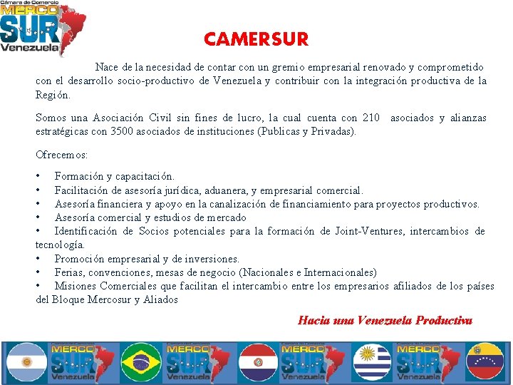 CAMERSUR Nace de la necesidad de contar con un gremio empresarial renovado y comprometido