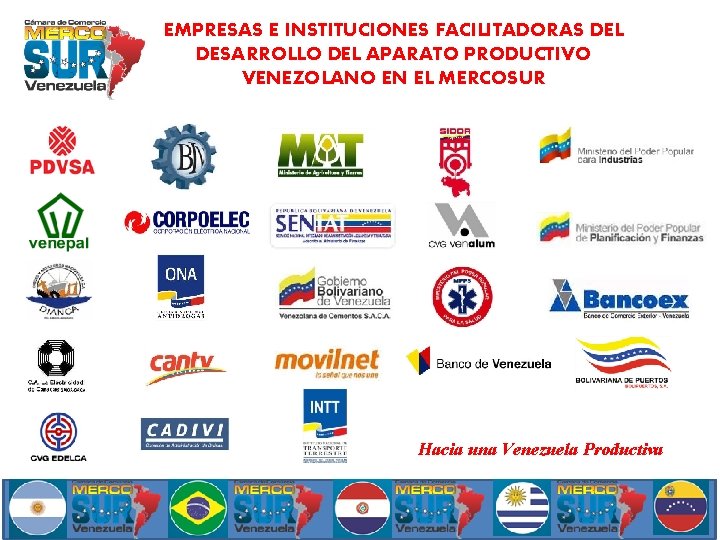 EMPRESAS E INSTITUCIONES FACILITADORAS DEL DESARROLLO DEL APARATO PRODUCTIVO VENEZOLANO EN EL MERCOSUR Hacia