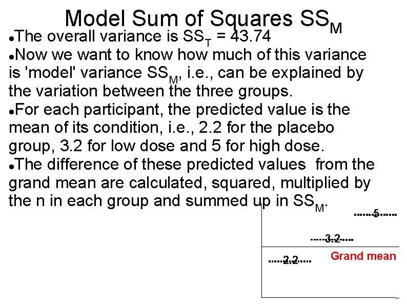 Model Sum of Squares SSM The overall variance is SST = 43. 74 Now