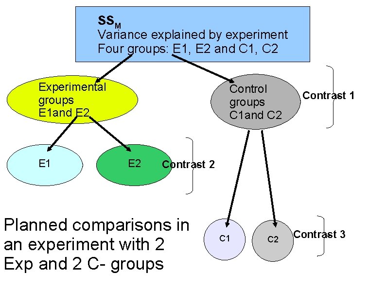 SSM Variance explained by experiment Four groups: E 1, E 2 and C 1,