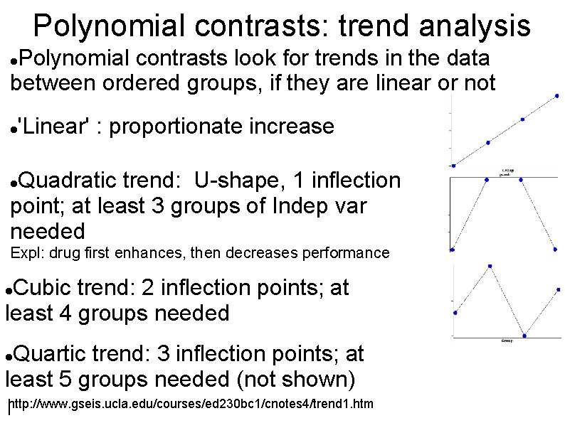 Polynomial contrasts: trend analysis Polynomial contrasts look for trends in the data between ordered