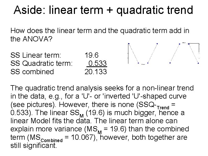 Aside: linear term + quadratic trend How does the linear term and the quadratic