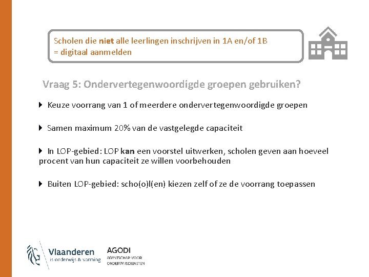 Scholen die niet alle leerlingen inschrijven in 1 A en/of 1 B = digitaal