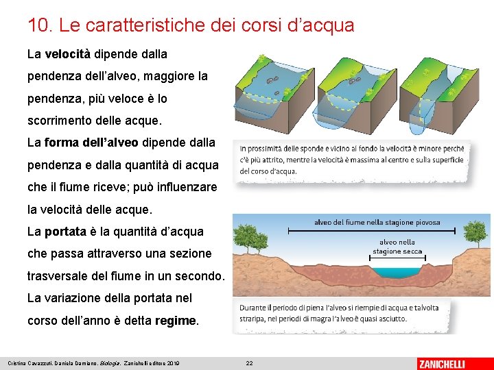 10. Le caratteristiche dei corsi d’acqua La velocità dipende dalla pendenza dell’alveo, maggiore la