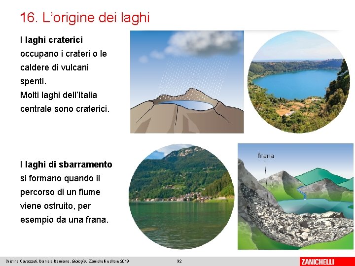 16. L’origine dei laghi I laghi craterici occupano i crateri o le caldere di