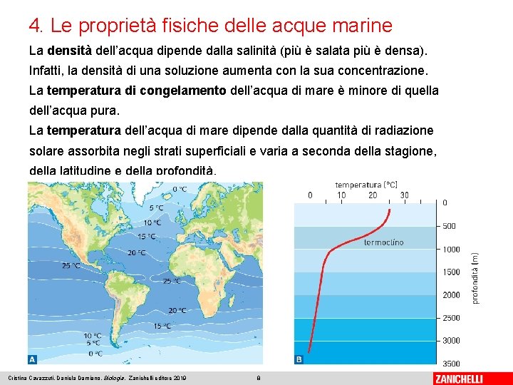 4. Le proprietà fisiche delle acque marine La densità dell’acqua dipende dalla salinità (più