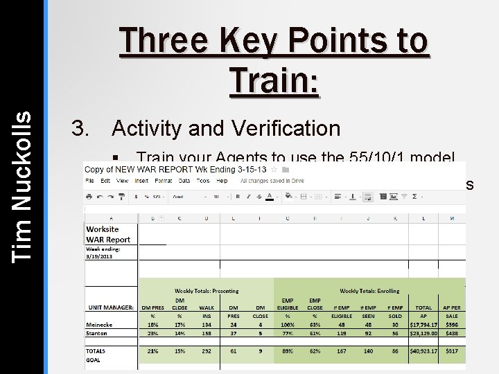 Tim Nuckolls Three Key Points to Train: 3. Activity and Verification § Train your Tim Nuckolls Three Key Points to Train: 3. Activity and Verification § Train your