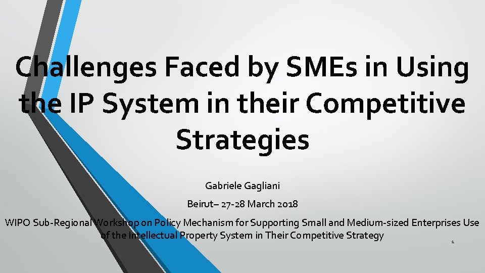 Challenges Faced by SMEs in Using the IP System in their Competitive Strategies Gabriele