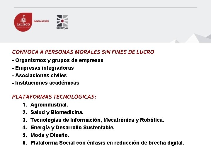 CONVOCA A PERSONAS MORALES SIN FINES DE LUCRO - Organismos y grupos de empresas