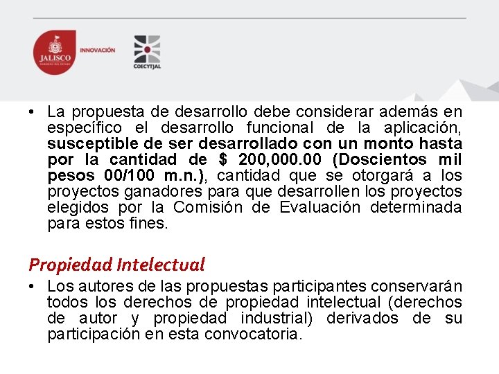  • La propuesta de desarrollo debe considerar además en específico el desarrollo funcional