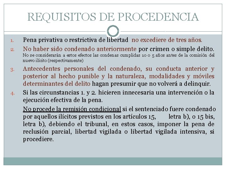 REQUISITOS DE PROCEDENCIA 1. 2. Pena privativa o restrictiva de libertad no excediere de