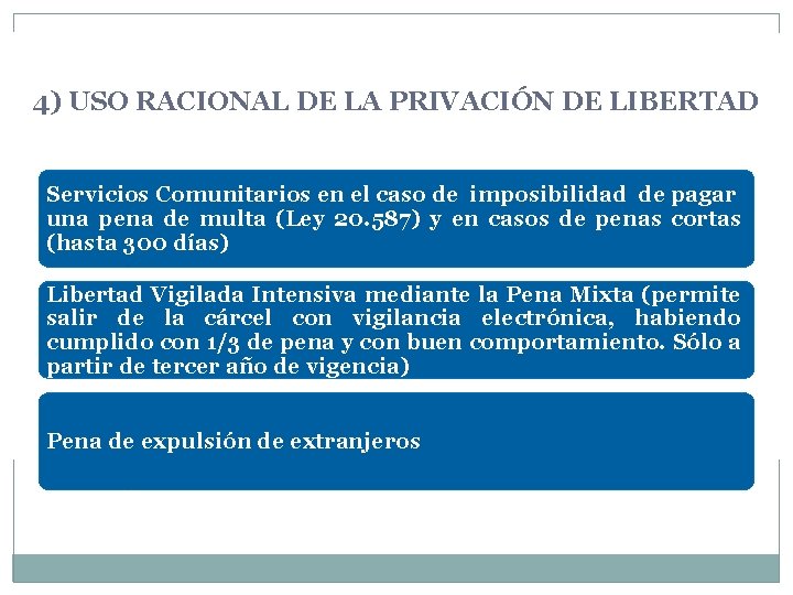 4) USO RACIONAL DE LA PRIVACIÓN DE LIBERTAD Servicios Comunitarios en el caso de