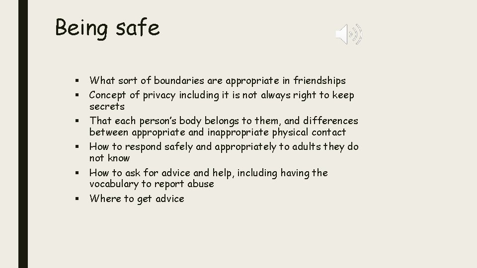 Being safe § § § What sort of boundaries are appropriate in friendships Concept