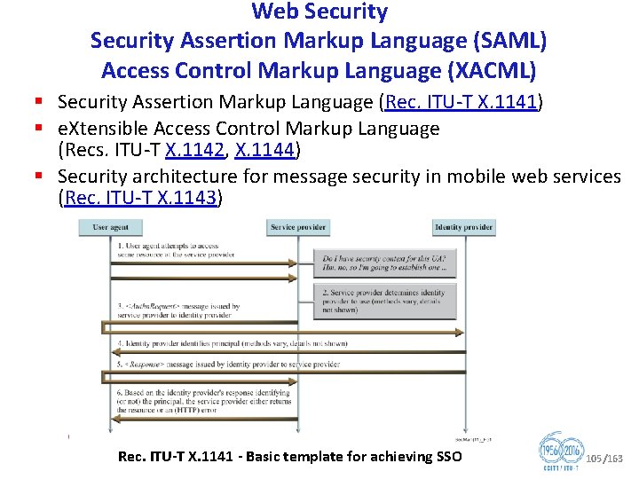 Web Security Assertion Markup Language (SAML) Access Control Markup Language (XACML) § Security Assertion