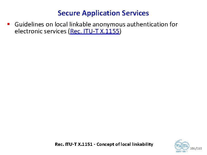 Secure Application Services § Guidelines on local linkable anonymous authentication for electronic services (Rec.
